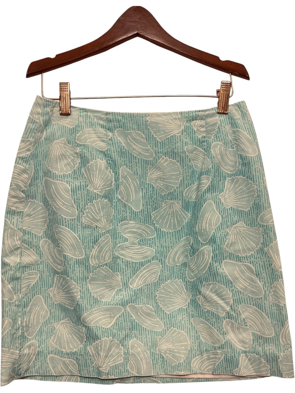 LILLY PULITZER White Label Seafoam Blue Shell Print Mini Skirt Cotton Size 2